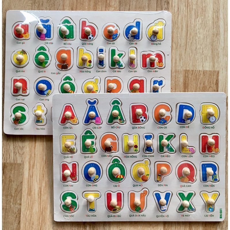 Bảng chữ cái tiếng Việt có núm cầm tiện lợi. (Ảnh: Sưu tầm Internet)