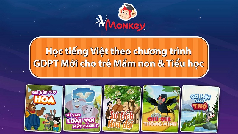 VMonkey hỗ trợ bé học tiếng việt dễ dàng. (Ảnh: Monkey)