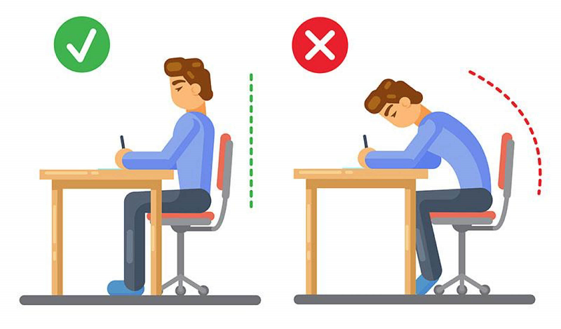Một tư thế ngồi sai khi học gây hậu quả nghiêm trọng cho bé sau này. (Ảnh: Sưu tầm Internet)