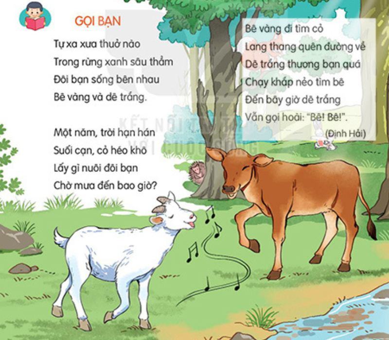 Bài thơ gọi bạn tiếng Việt lớp 2. (Ảnh: Sưu tầm Internet)