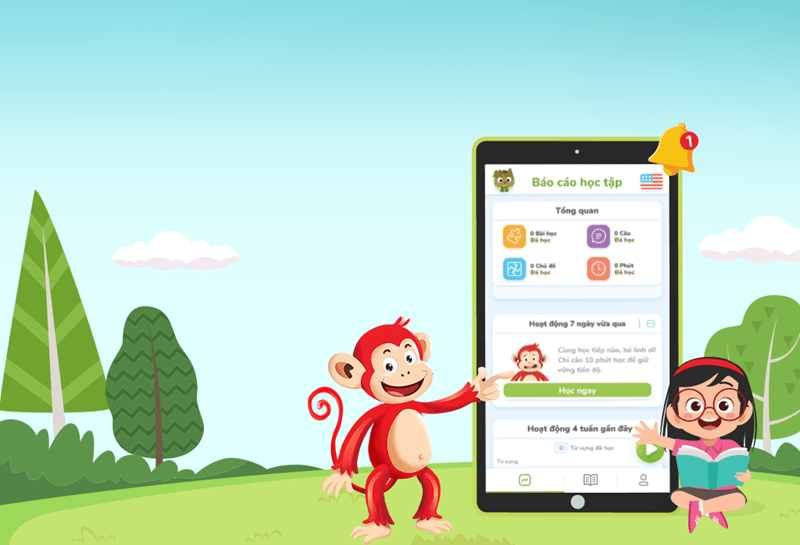 Tính năng báo cáo học tập tiếng Anh tại siêu ứng dụng Monkey Junior