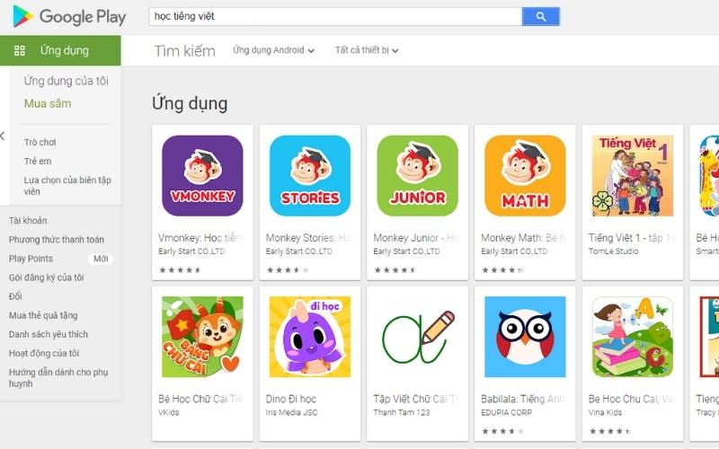 Có rất nhiều ứng dụng hướng dẫn cách phát âm tiếng Việt. (Ảnh: Chụp màn hình CH Play)