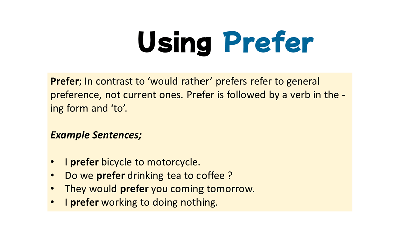 Prefer có nghĩa là thích cái gì hơn, ưa thích cái gì hơn. (Ảnh: Sưu tầm Internet)
