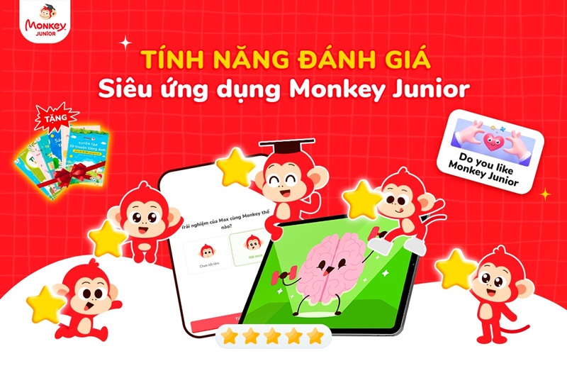 Tính năng đánh giá/góp ý ngay trên ứng dụng Monkey Junior