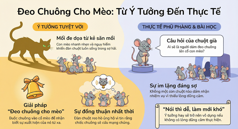 Tóm tắt nội dung truyện Đeo Chuông Cho Mèo tiếng Việt