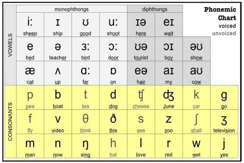 Bảng phát âm chuẩn ký tự trong IPA. (Ảnh: Internet)