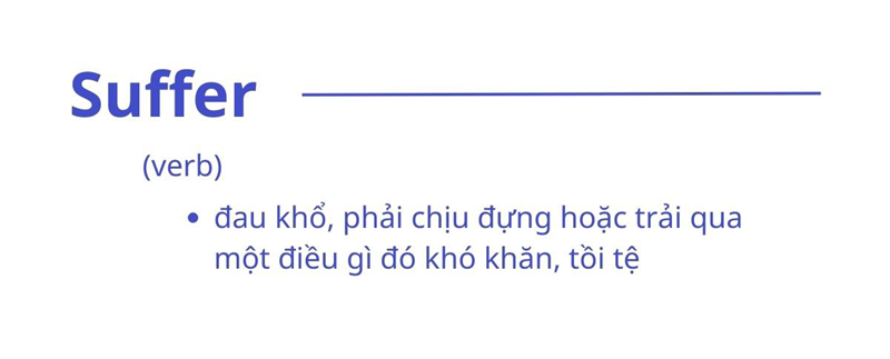 Suffer c&oacute; nghĩa l&agrave; phải chịu đựng những điều g&acirc;y đau đớn, kh&oacute; chịu hoặc ti&ecirc;u cực. (Ảnh: Sưu tầm Internet)