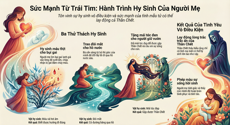 T&oacute;m tắt nội dung truyện Sự Hy Sinh Của Người Mẹ tiếng Việt