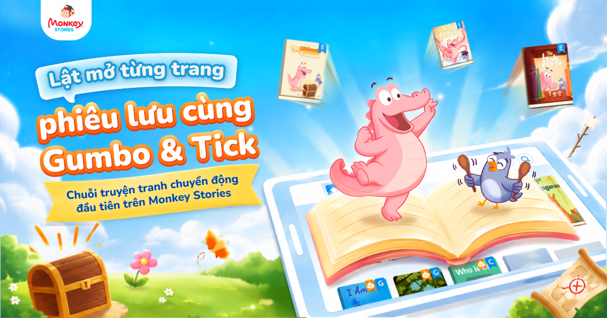 Truyện tranh chuyển động Monkey Stories c&ugrave;ng Gumbo v&agrave; Tick