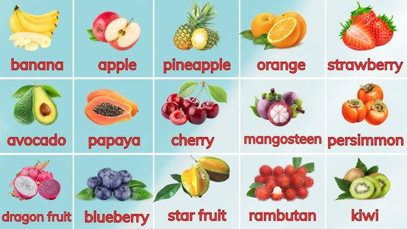 Mẹo ghi nhớ từ vựng tr&aacute;i c&acirc;y tiếng Anh cho b&eacute;. (Ảnh: Sưu tầm Internet)