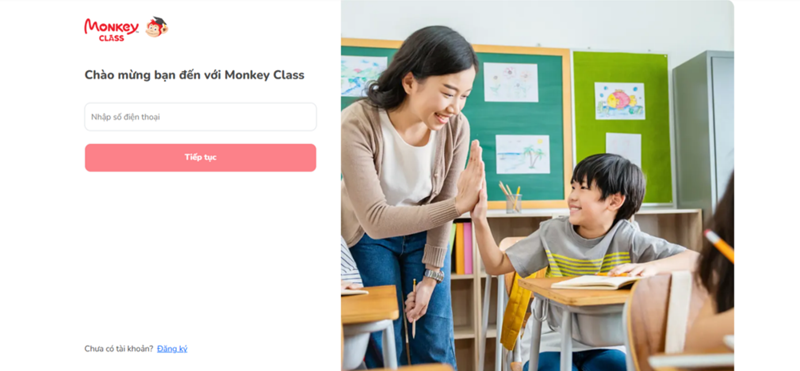 Bước 1: Đăng nhập website class.monkey.edu.vn
