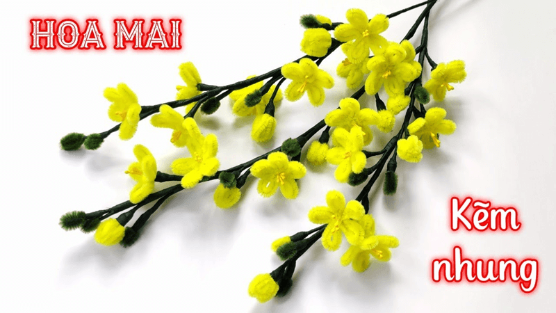 Cách tự làm hoa mai bằng kẽm nhung. (Ảnh: Sưu tầm Internet)