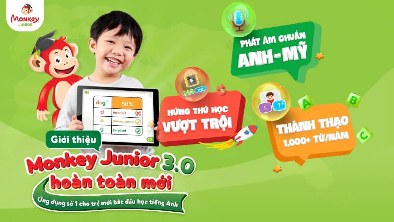 Monkey Junior dành cho trẻ bắt đầu học tiếng Anh (0-10 tuổi). (Ảnh: Monkey)
