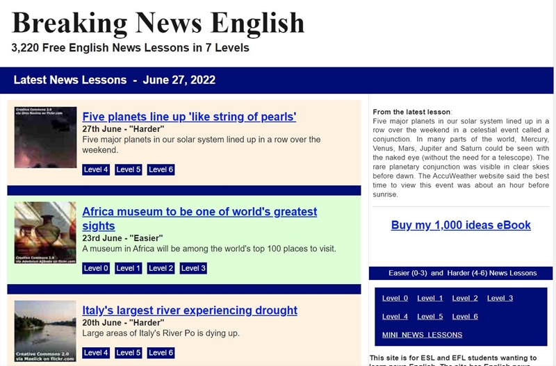 Breaking News English. (Ảnh: Tác giả)