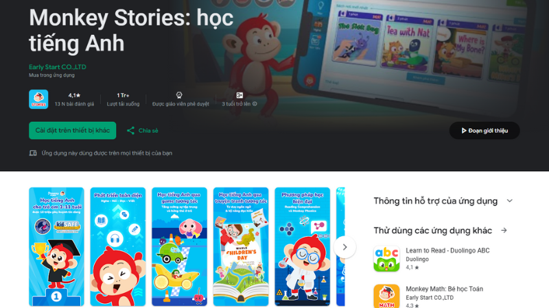 Monkey Stories. (Ảnh: Chụp màn hình ứng dụng)