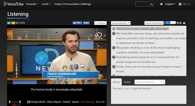 Voicetube đã có phiên bản app và Website. (Ảnh: Tác giả)