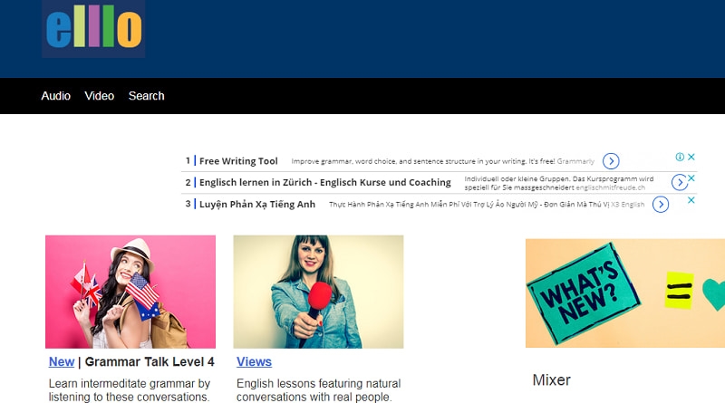 Elllo – English Listening Lesson Library Online. (Ảnh: Tác giả)