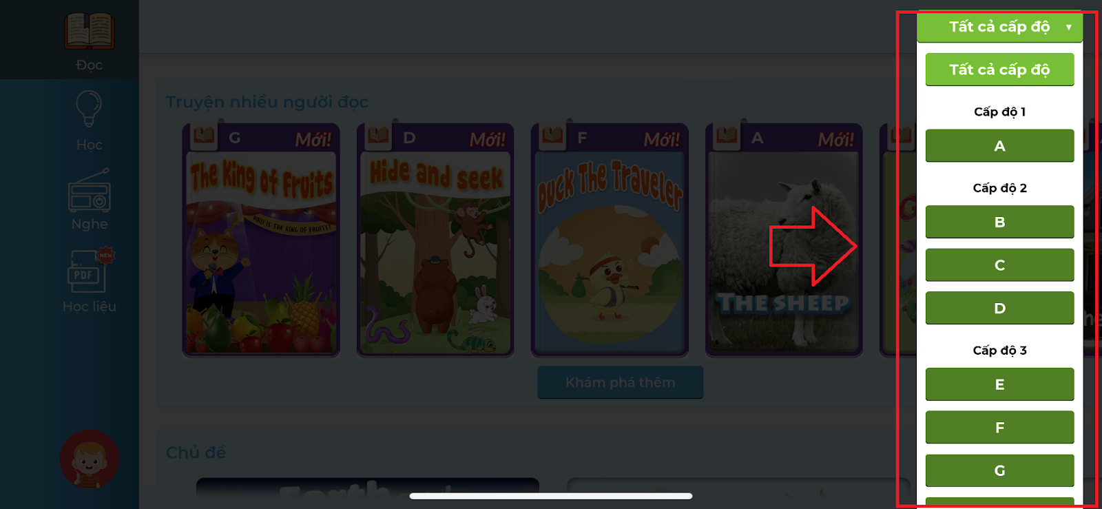 14 cấp độ học với nhiều nội dung hấp dẫn đang chờ đón các bé