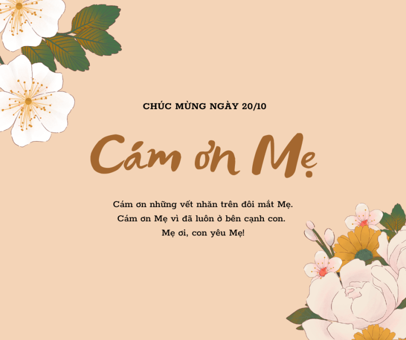 Gợi ý mẫu thiệp 20/10 cho mẹ: Mẫu 2. (Ảnh: Sưu tầm Internet)