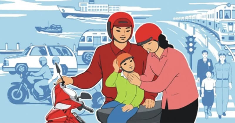 Kể cả khi cùng con tham gia giao thông, ba mẹ cũng tuyệt đối không được bất cẩn. (Ảnh: Sưu tầm Internet)