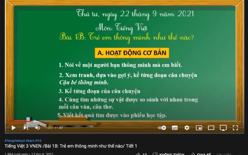 Bài giảng Trẻ em thông minh như thế nào?. (Ảnh: Youtube.com)