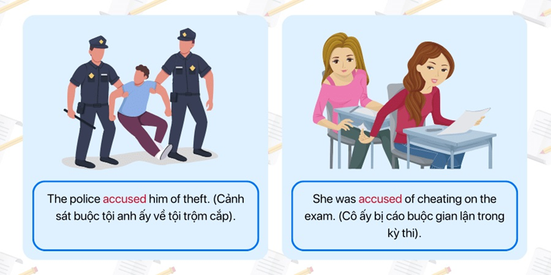 Cách dùng cấu trúc Accuse trong tiếng Anh. (Ảnh: Sưu tầm Internet)