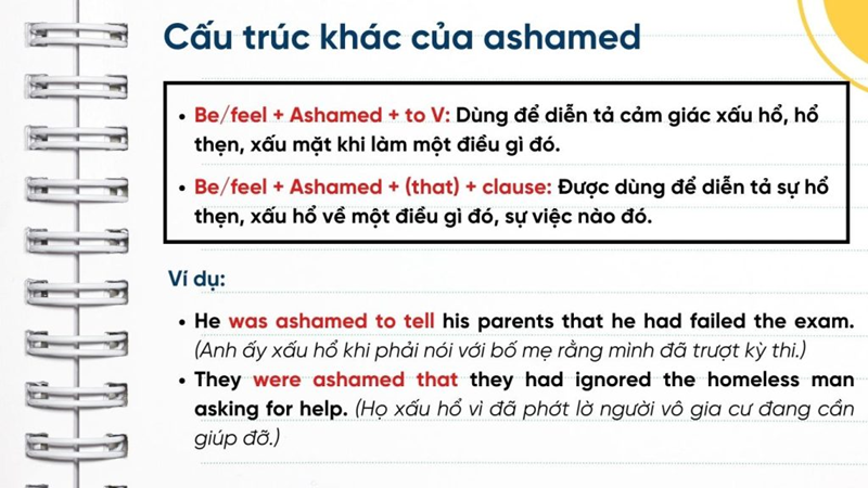 Cấu trúc Ashamed trong tiếng Anh. (Ảnh: Sưu tầm Internet)