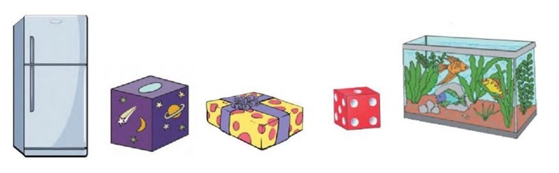 Dạng bài tập kể tên đồ vật có hình lập phương. (Ảnh: Sưu tầm Internet)