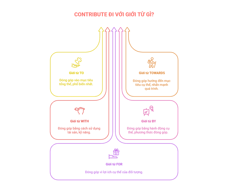 Động từ “contribute” có thể đi với nhiều giới từ khác nhau. (Ảnh: Sưu tầm Internet)