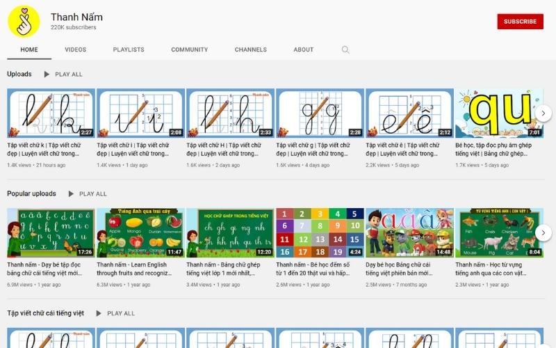 Kênh Youtube Thanh Nấm hơn 220K subscribers. (Ảnh: Chụp màn hình)