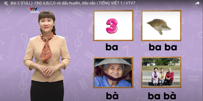 Chữ A,B,C,O và dấu huyền, dấu sắc. (Ảnh: VTV7)