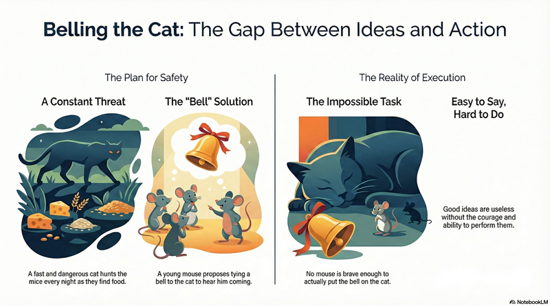 Tóm tắt nội dung truyện Đeo Chuông Cho Mèo tiếng Anh