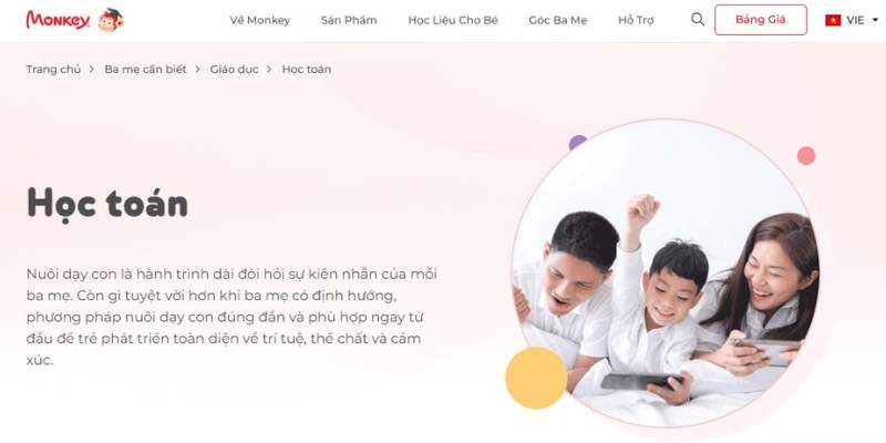 Website monkey.edu.vn. (Ảnh: Chụp màn hình)