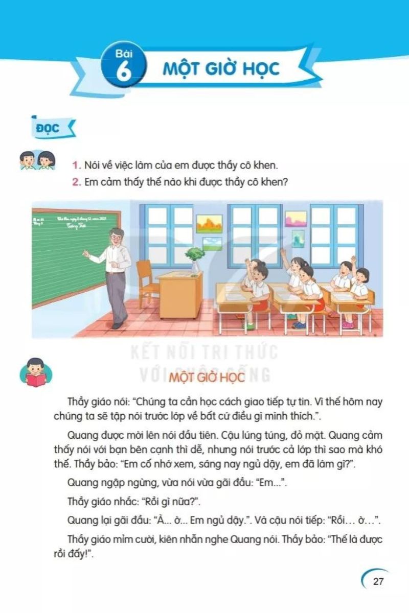 Tiếng việt lớp 2 bài 6 một giờ học. (Ảnh: Sưu tầm Internet)