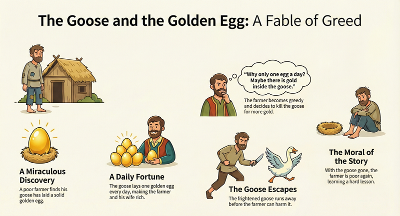 Tóm tắt nội dung truyện Ngỗng Đẻ Trứng Vàng tiếng Anh
