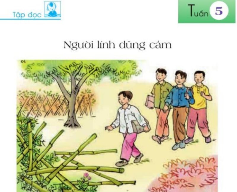 Bài người lính dũng cảm sách giáo khoa lớp 3. (Ảnh: Chụp SGK)