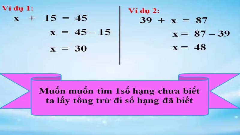 Bài tập tìm X trong bài toán phép cộng lớp 2. (Ảnh: Sưu tầm Internet)