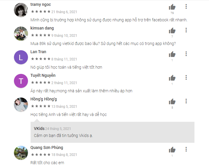 Một số đánh giá tốt đến từ người dùng. (Ảnh: Chụp màn hình CH Play)
