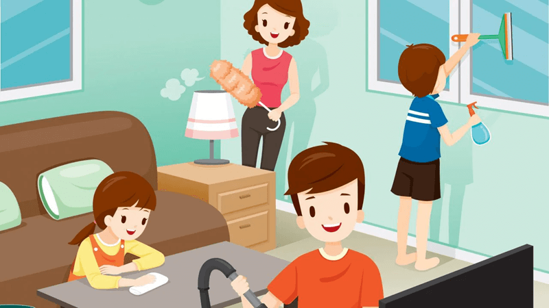 Tạo cho trẻ hứng thú với việc dọn dẹp. (Ảnh: Sưu tầm Internet)