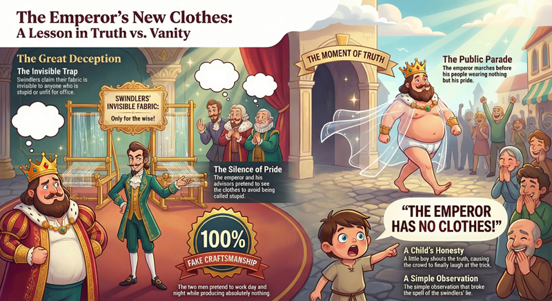 T&oacute;m tắt nội dung truyện Bộ Quần &Aacute;o Mới Của Ho&agrave;ng Đế Tiếng Anh