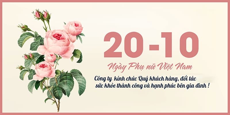 Lời cảm ơn và chúc mừng 20/10 cho khách hàng. (Ảnh: Internet)