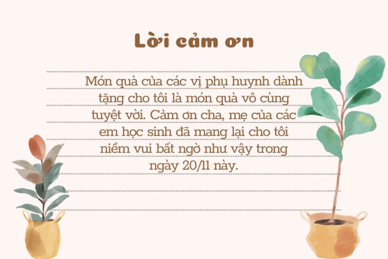 Lời cảm ơn khi được nhận quà. (Ảnh: Internet)