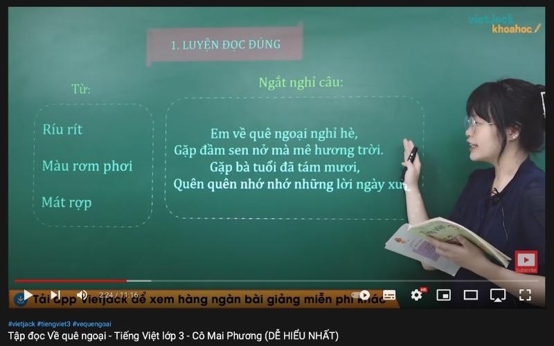 Bài giảng Về thăm quê ngoại. (Ảnh: Youtube.com)