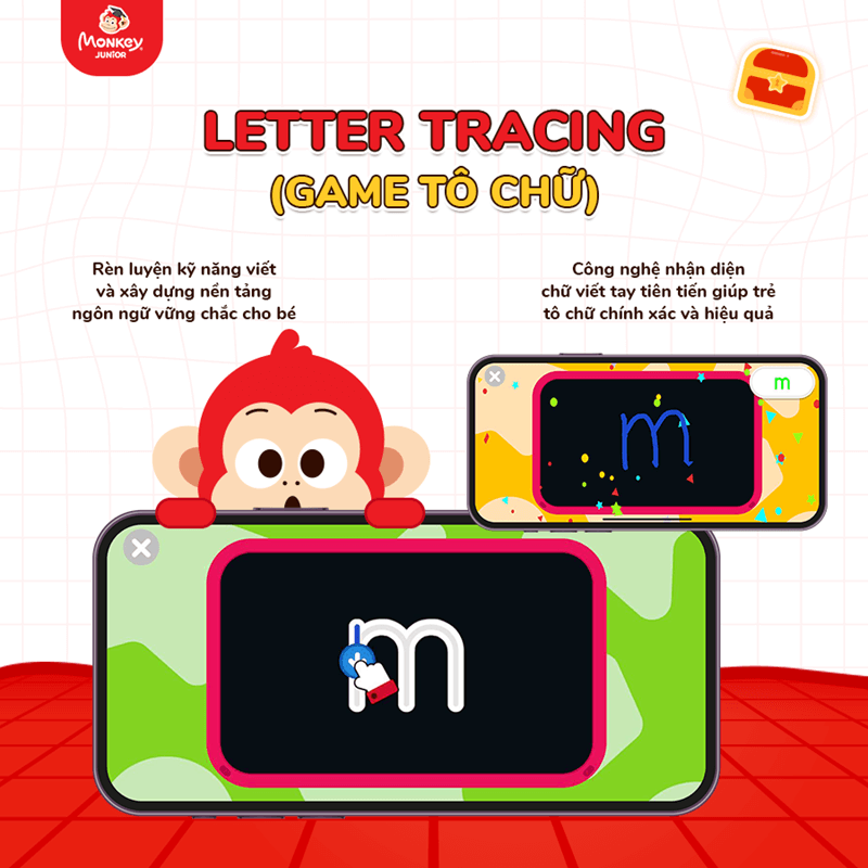 Game Letter Tracing giúp rèn luyện kỹ năng viết hiệu quả cho trẻ. (Ảnh: Monkey)