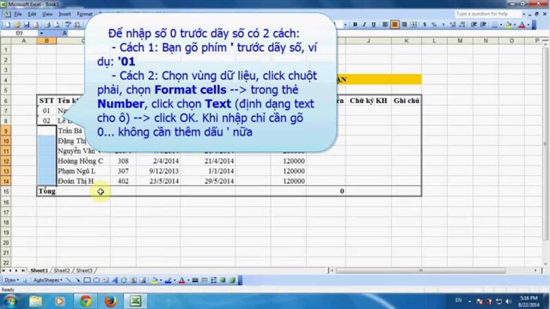 Viết số 0 trong excel như thế nào? (Nguồn ảnh: sưu tầm internet)