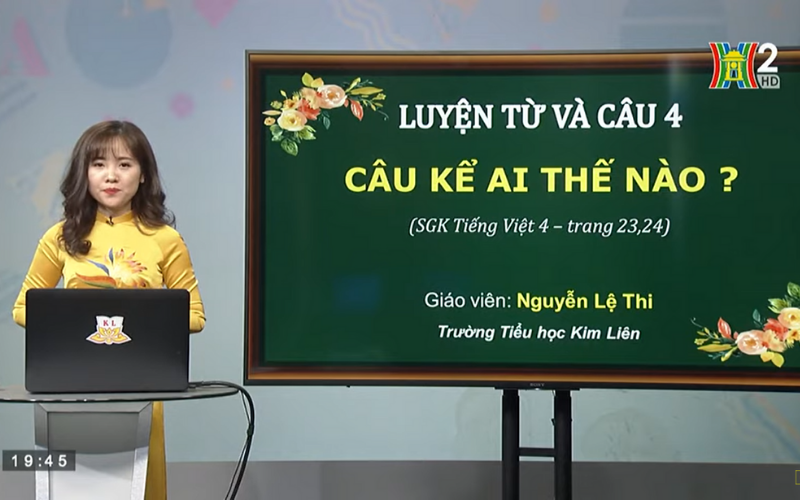 Dạy học tiếng Việt lớp 4 online. (Ảnh: Đài phát thanh-truyền hình Hà Nội * HANOITV )