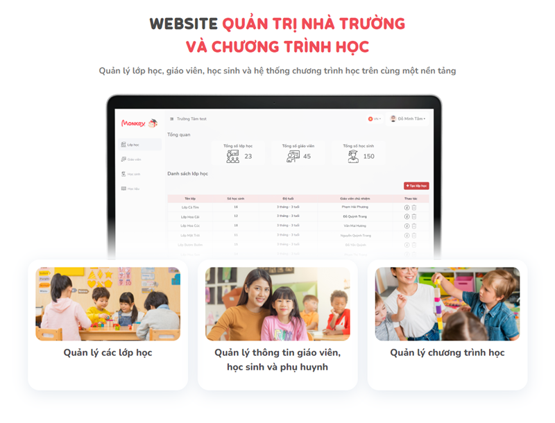 Website quản trị dành cho nhà trường