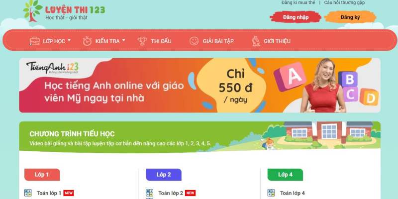 Website luyenthi123.com. (Ảnh: Chụp màn hình)