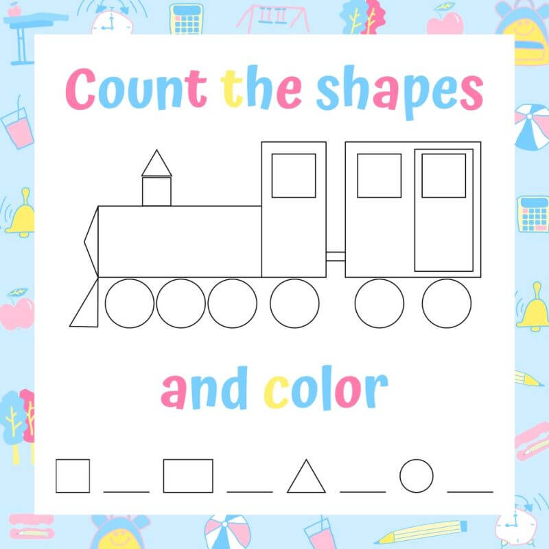 Dạng toán về hình học đơn giản cho bé 5 tuổi. (Ảnh: Sưu tầm internet)