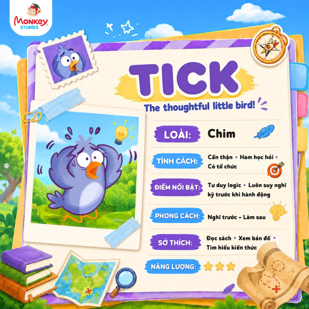 Nh&acirc;n vật Tick trong truyện tranh chuyển động Monkey Stories